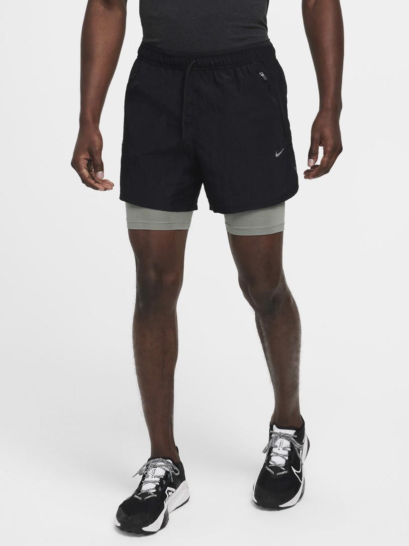 Pantalones Cortos de Running 2 en 1 Nike Stride Division Dri-FIT 13cm Negros Para Hombre