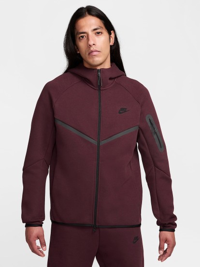 Nike Tech Fleece Windrunner Burgundy Hooded Jacket For Men