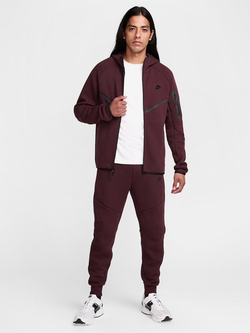Nike Tech Fleece Windrunner Burgundy Hooded Jacket For Men