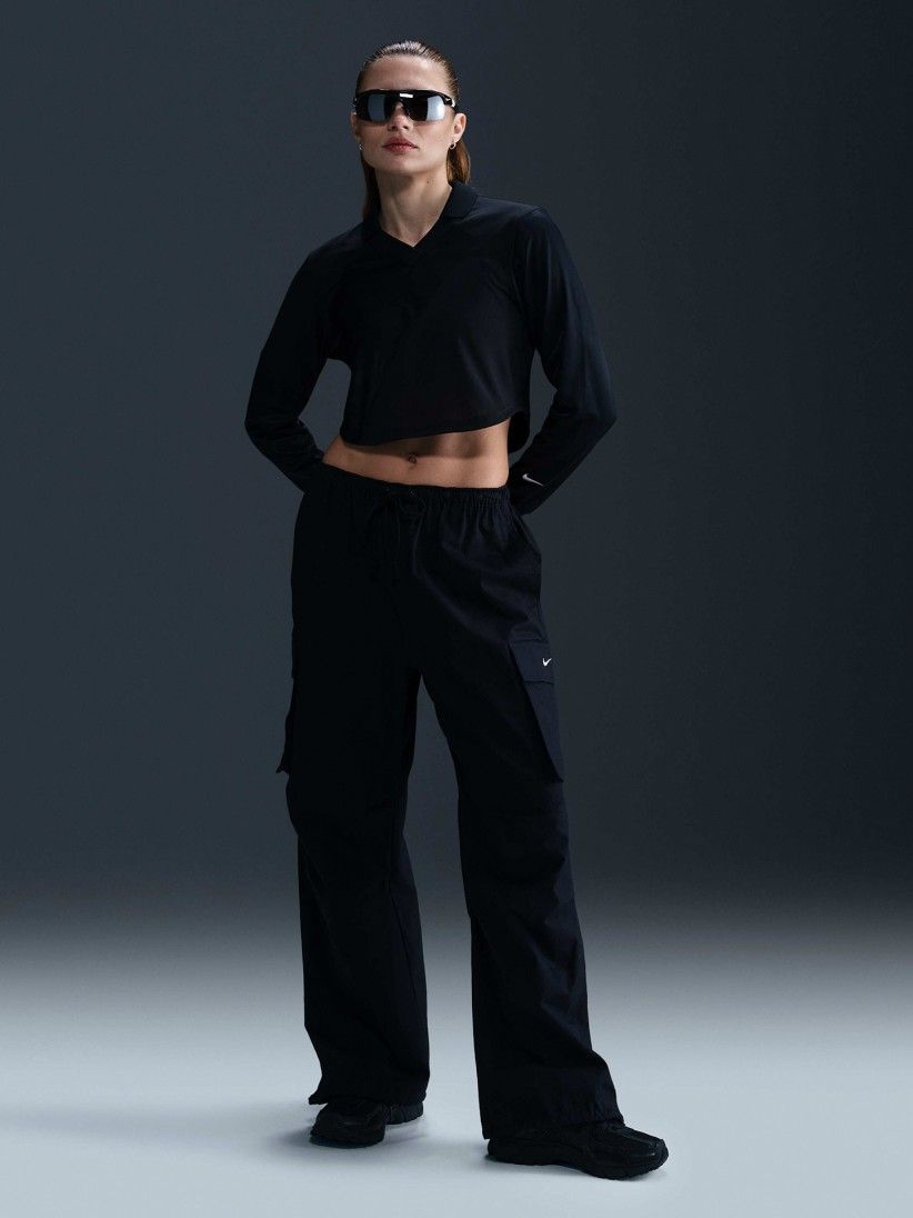 Nike Sportswear Cropped Black Long Sleeve Top For Women
