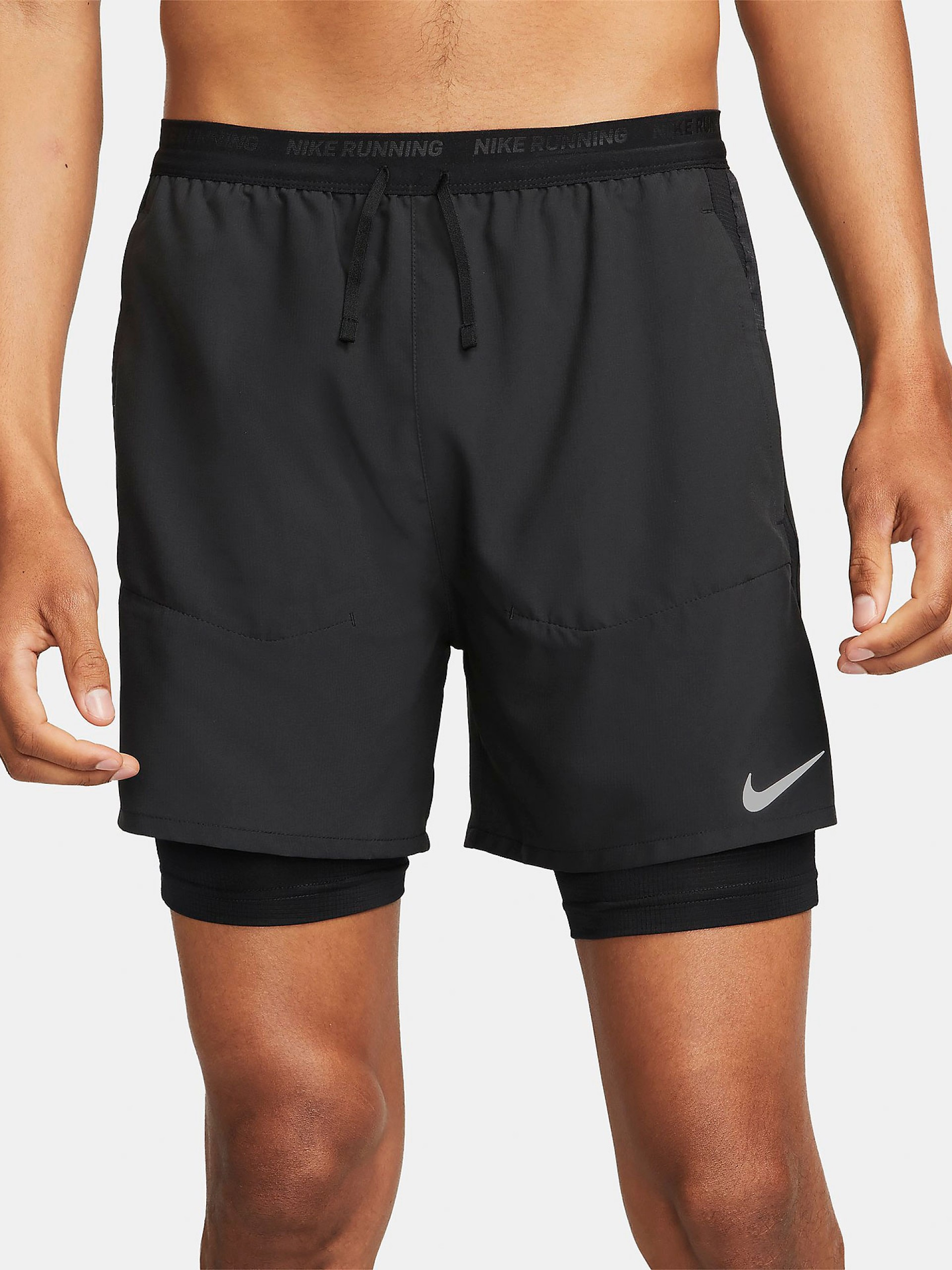 Pantalones Cortos de Running Nike Dri-FIT Stride Hybrid 13cm Negros Para Hombre