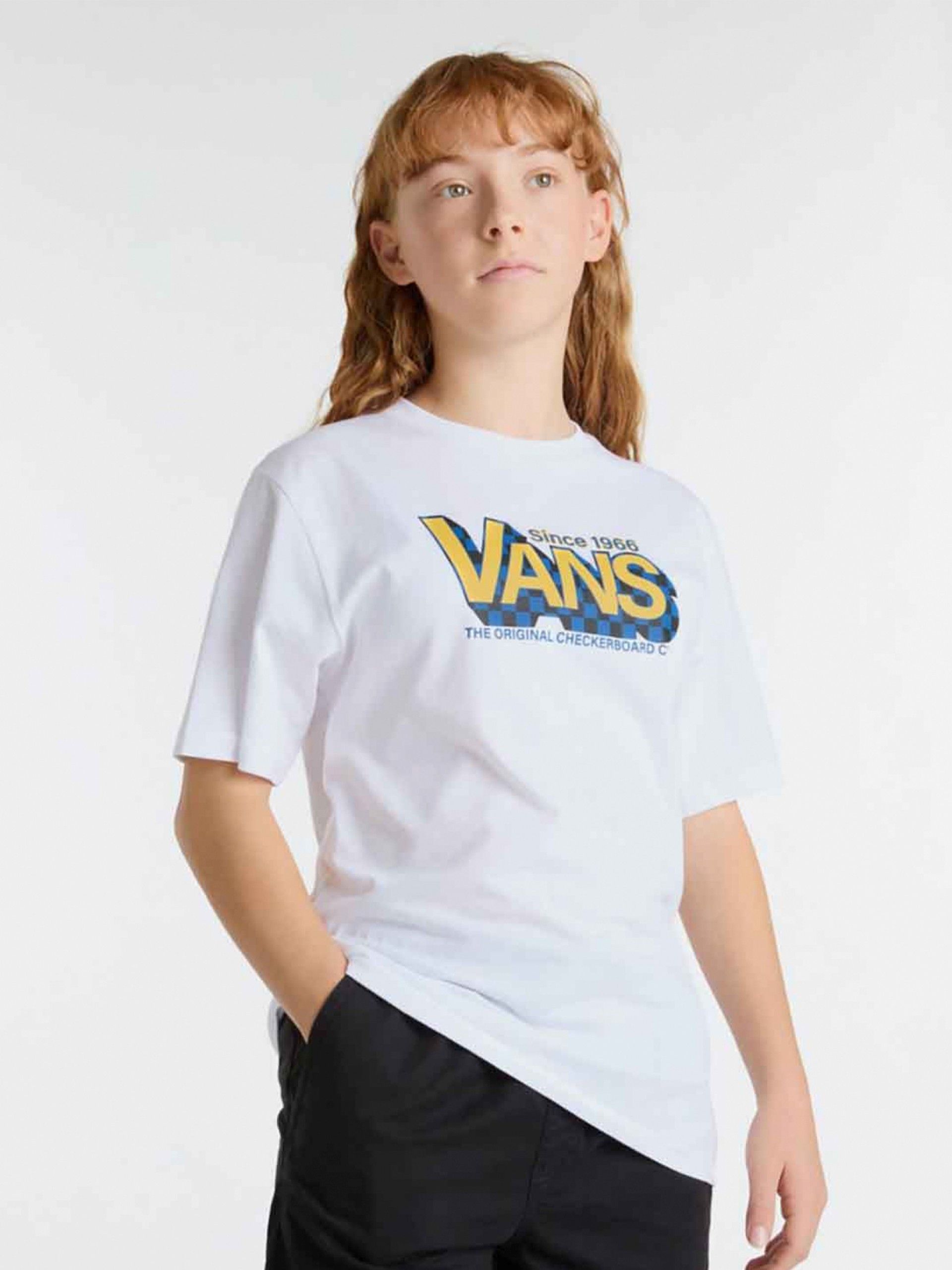T-shirt Vans Checker Drop Kids Branca