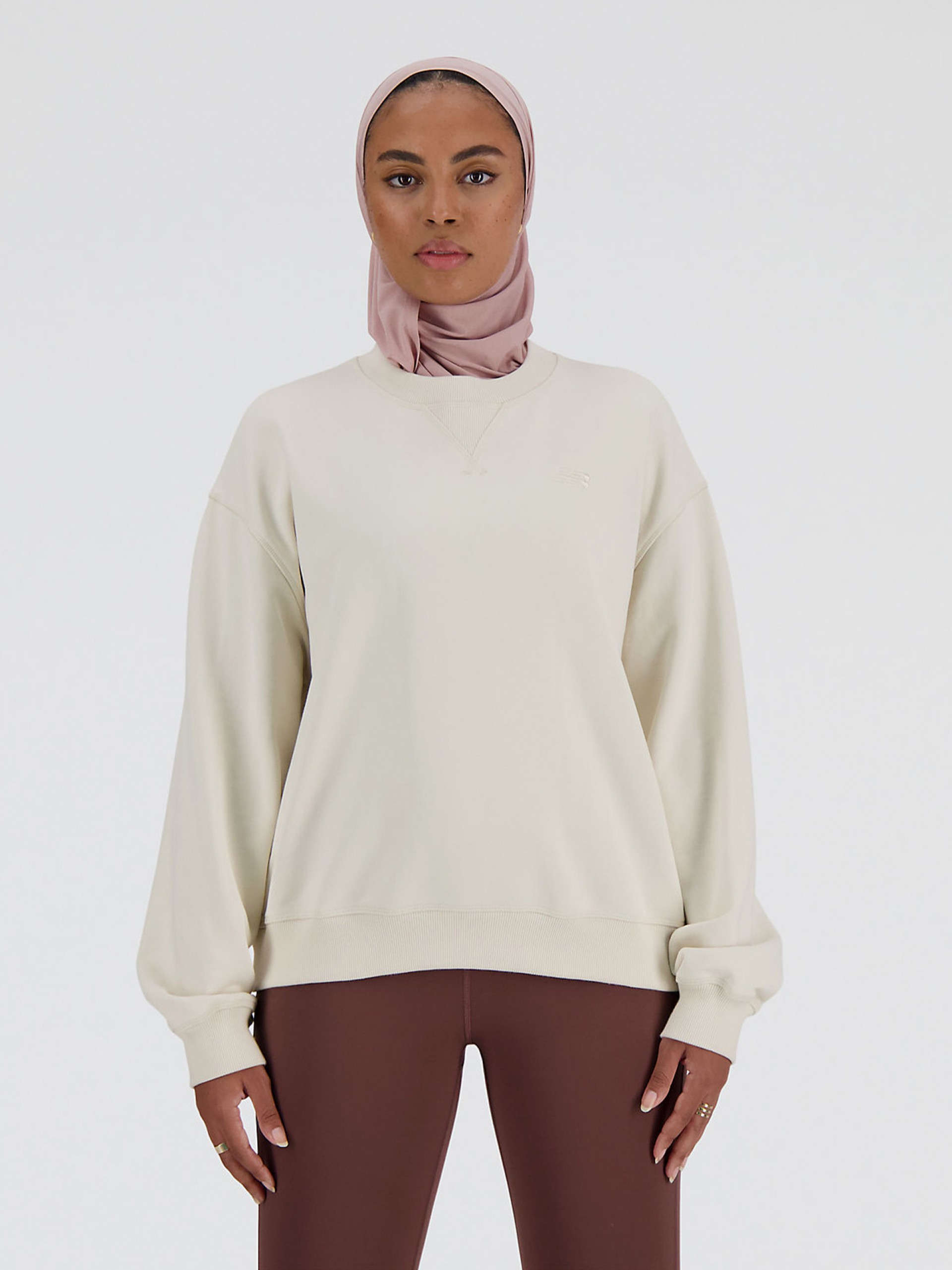 New Balance Athletics French Terry Crew Beige Sweater