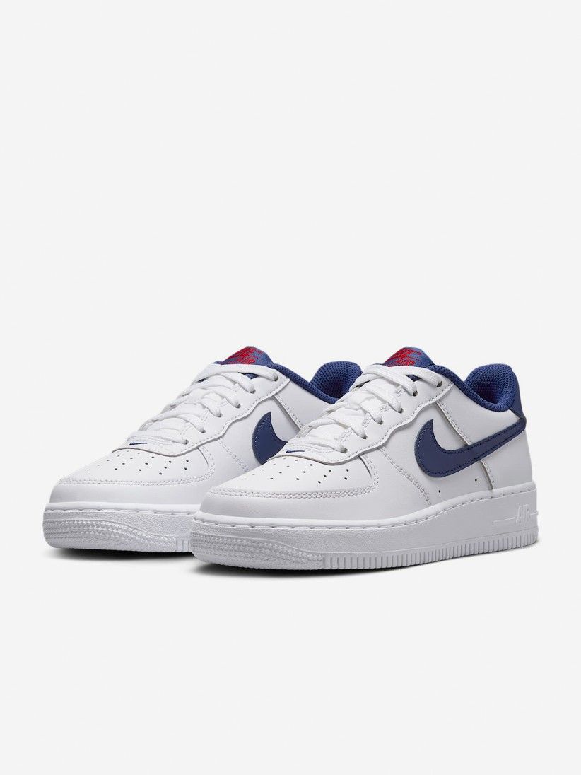 Sapatilhas Nike Air Force 1 Brancas e Azuis Jnior