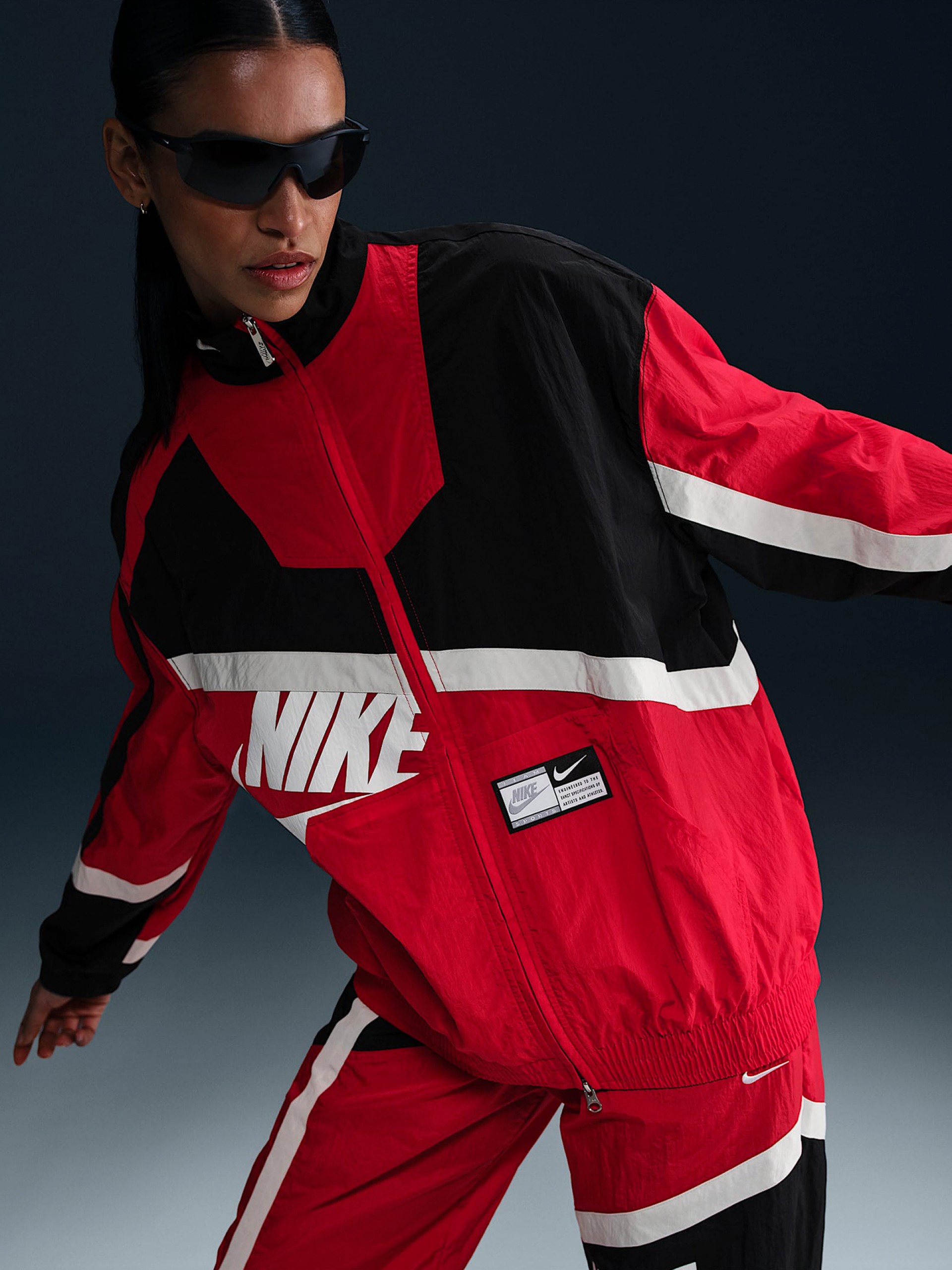 Nike Sportswear Oversized Woven Red and Black Jacket For Women