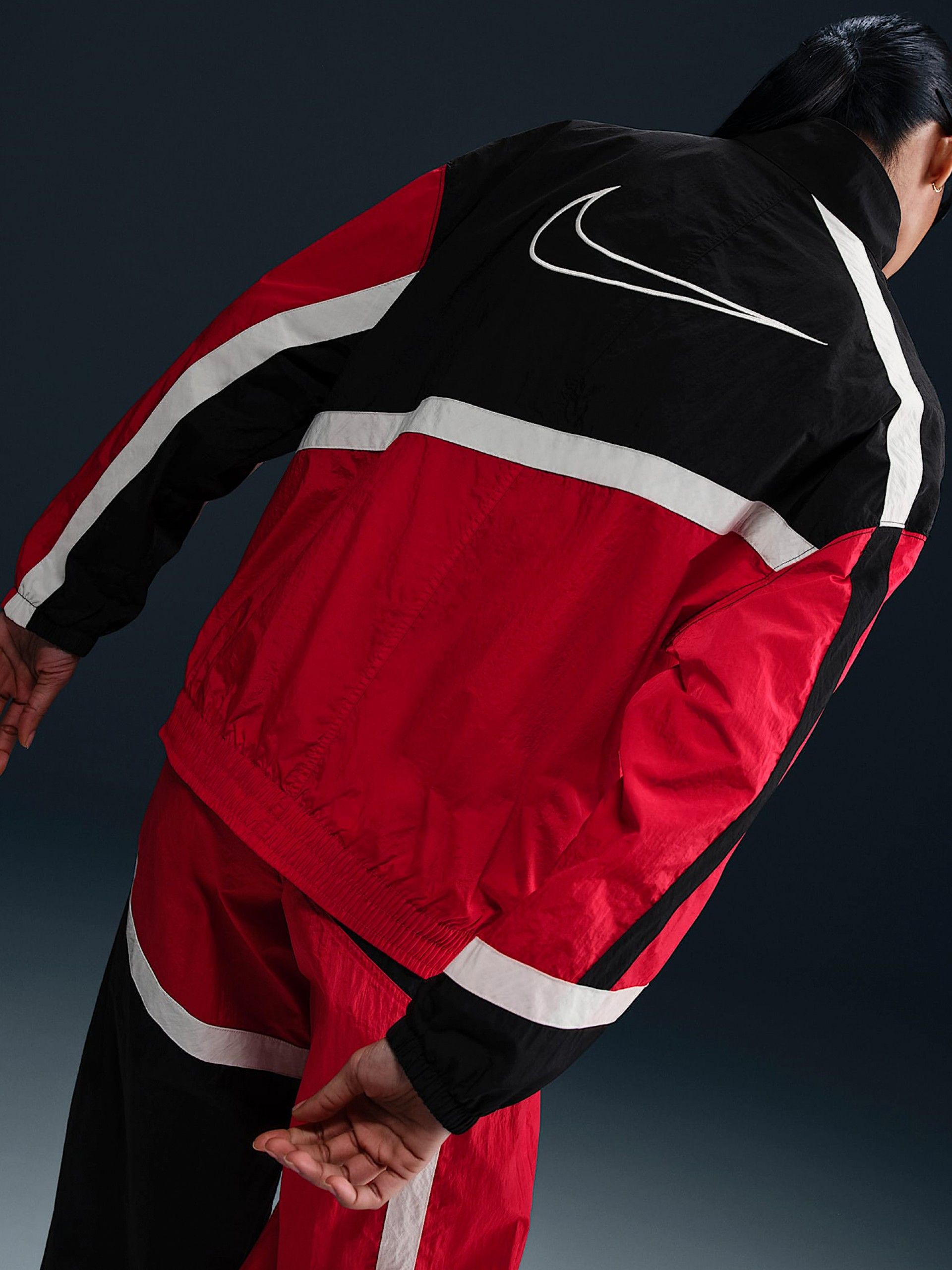 Nike Sportswear Oversized Woven Red and Black Jacket For Women
