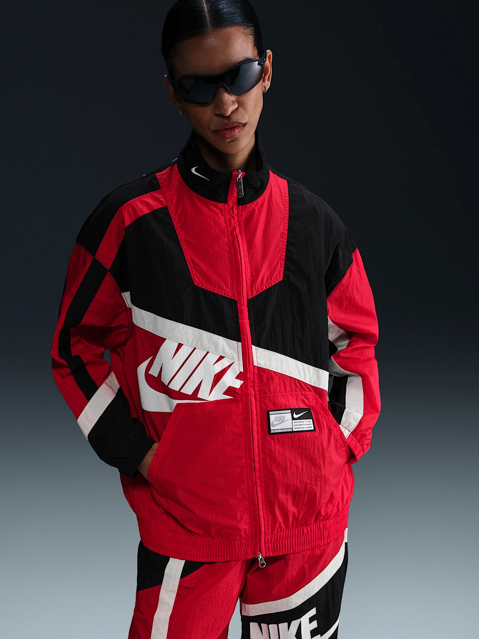 Nike Sportswear Oversized Woven Red and Black Jacket For Women