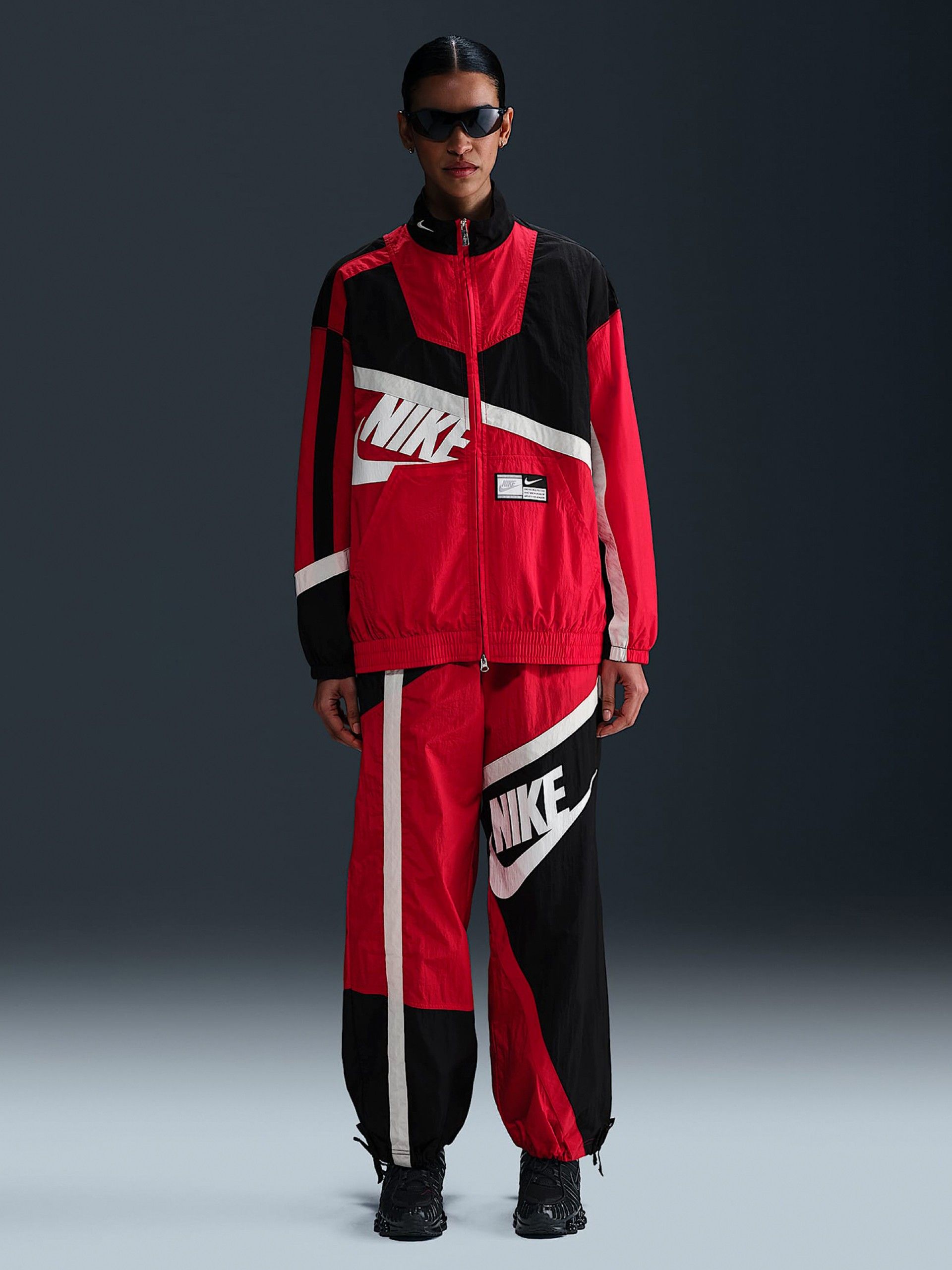 Nike Sportswear Oversized Woven Red and Black Jacket For Women