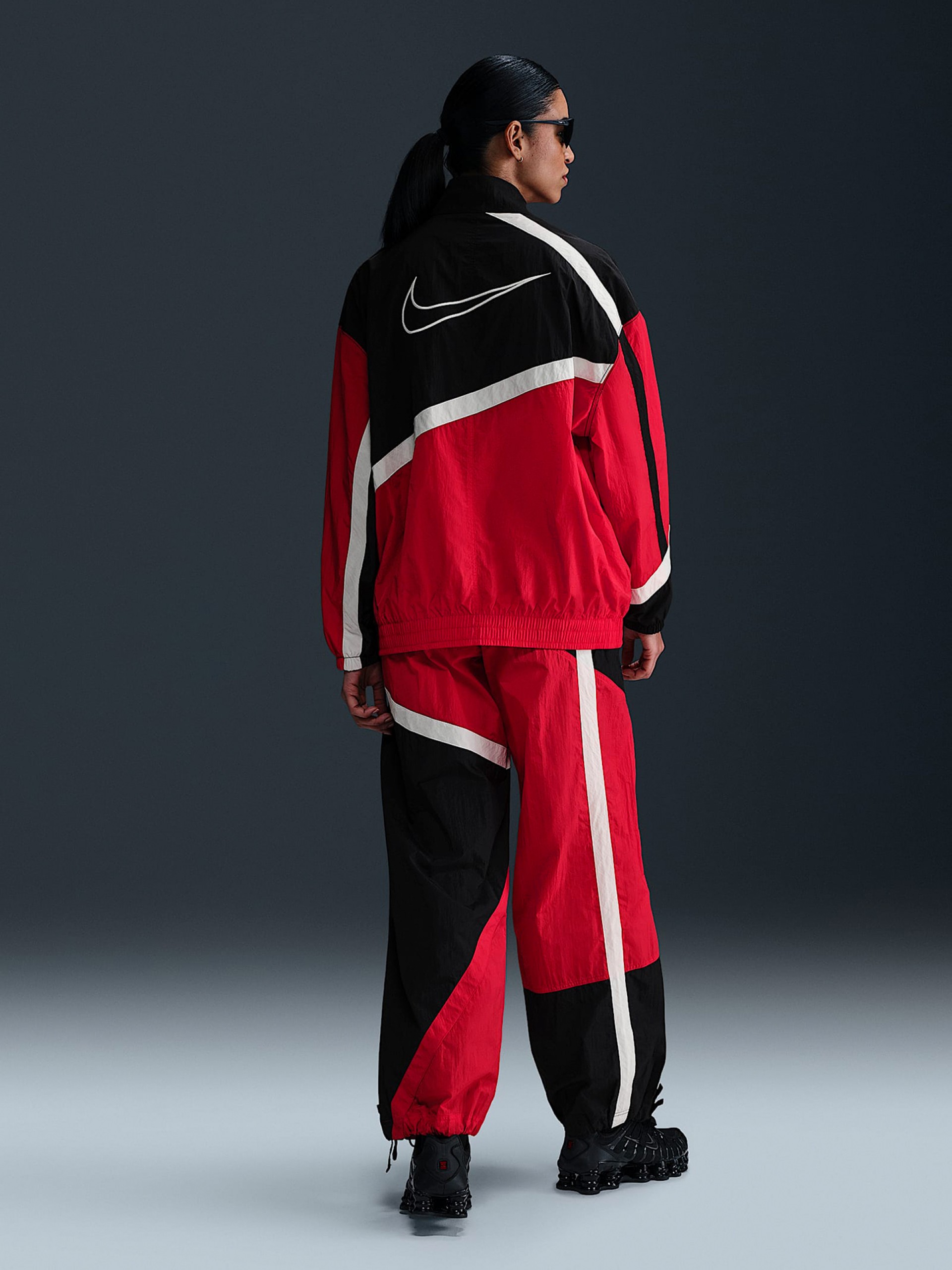 Nike Sportswear Oversized Woven Red and Black Jacket For Women