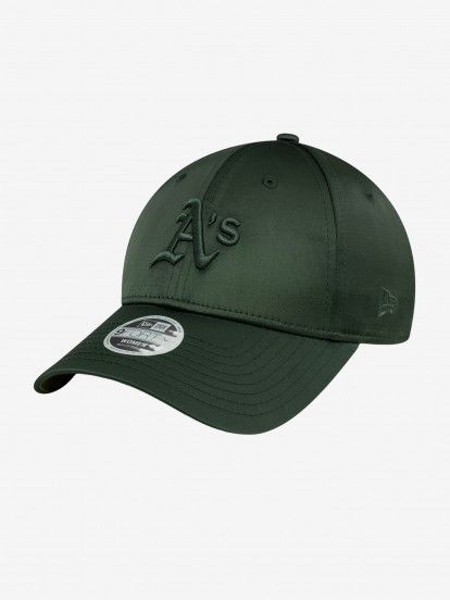 Bon New Era Oakland Athletics 9FORTY Em Cetim Verde Para Mulher