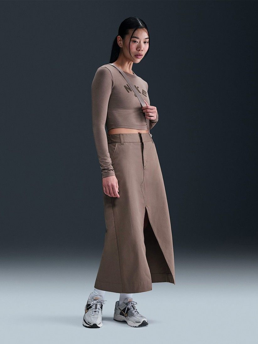 Nike Sportswear Collection Twill Brown Midi Skirt For Women