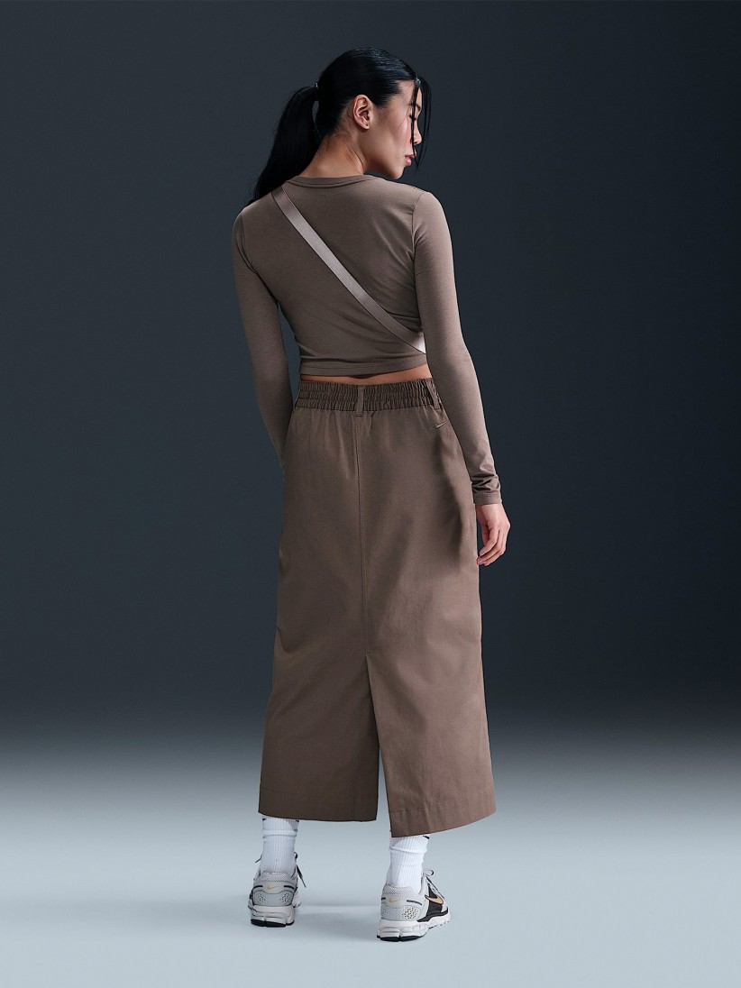Nike Sportswear Collection Twill Brown Midi Skirt For Women