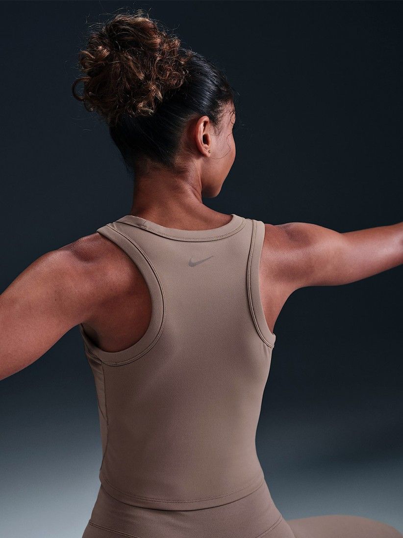 Camisola de Alas Nike One Fitted Dri-FIT Cropped Castanha Para Mulher