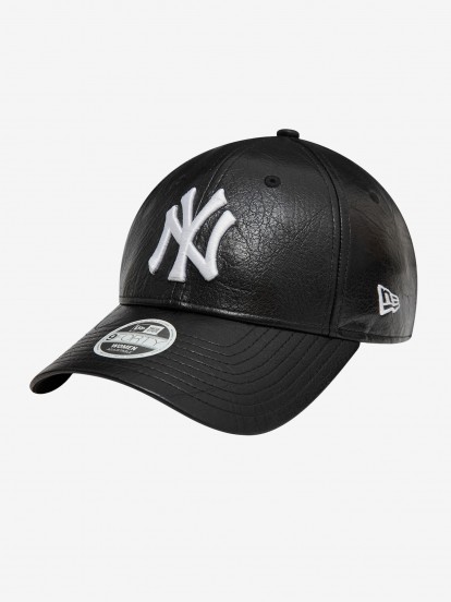 Bon New Era New York Yankees Crinkled PU 9FORTY Preto Para Mulher