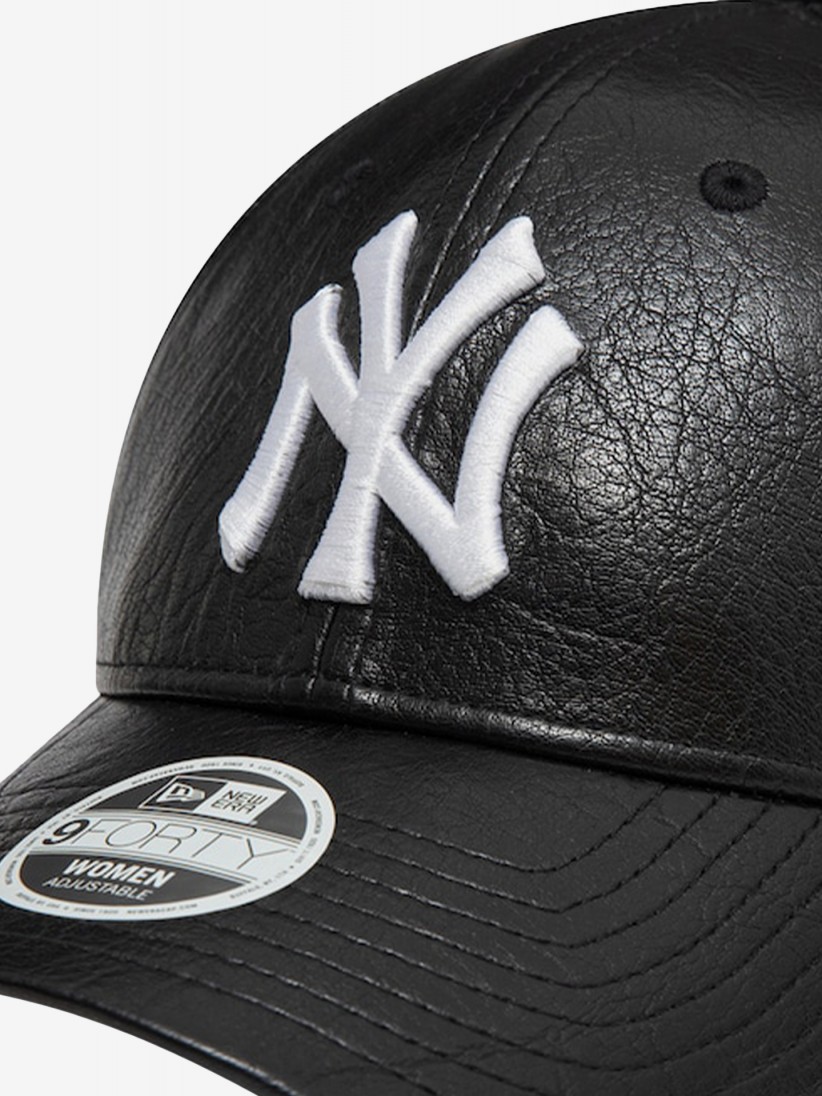 Bon New Era New York Yankees Crinkled PU 9FORTY Preto Para Mulher
