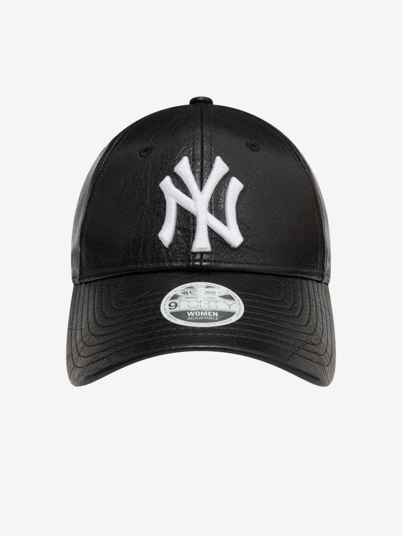 Bon New Era New York Yankees Crinkled PU 9FORTY Preto Para Mulher