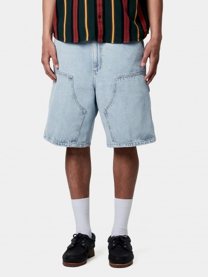 Pantalones Vaqueros Cortos Carhartt WIP Double Knee Azul Claro