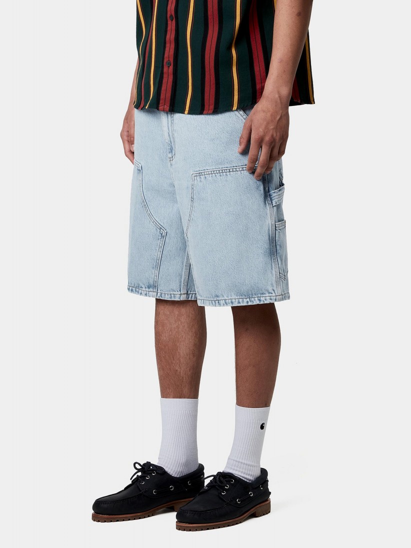 Pantalones Vaqueros Cortos Carhartt WIP Double Knee Azul Claro