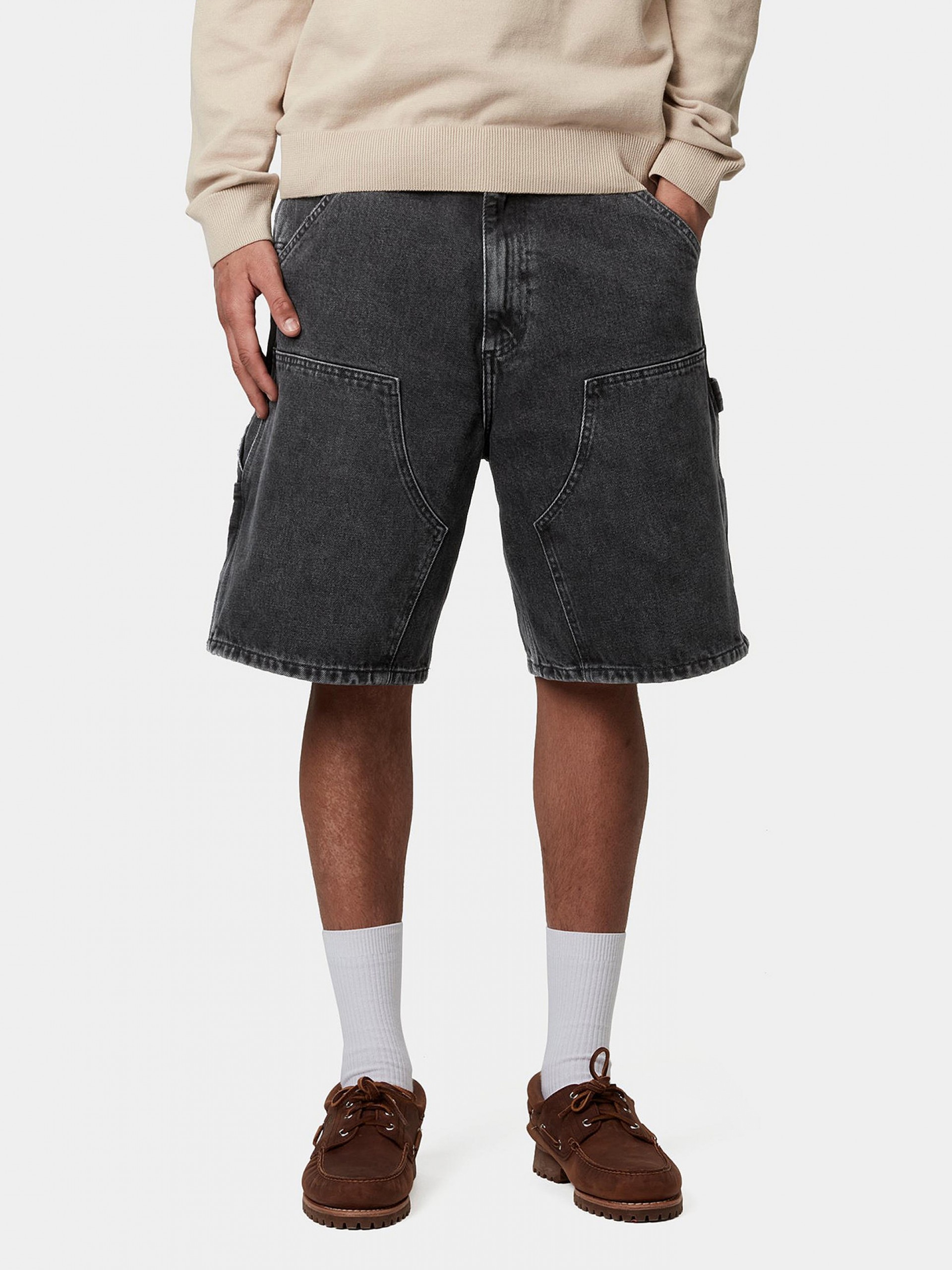 Carhartt WIP Double Knee Black Denim Shorts