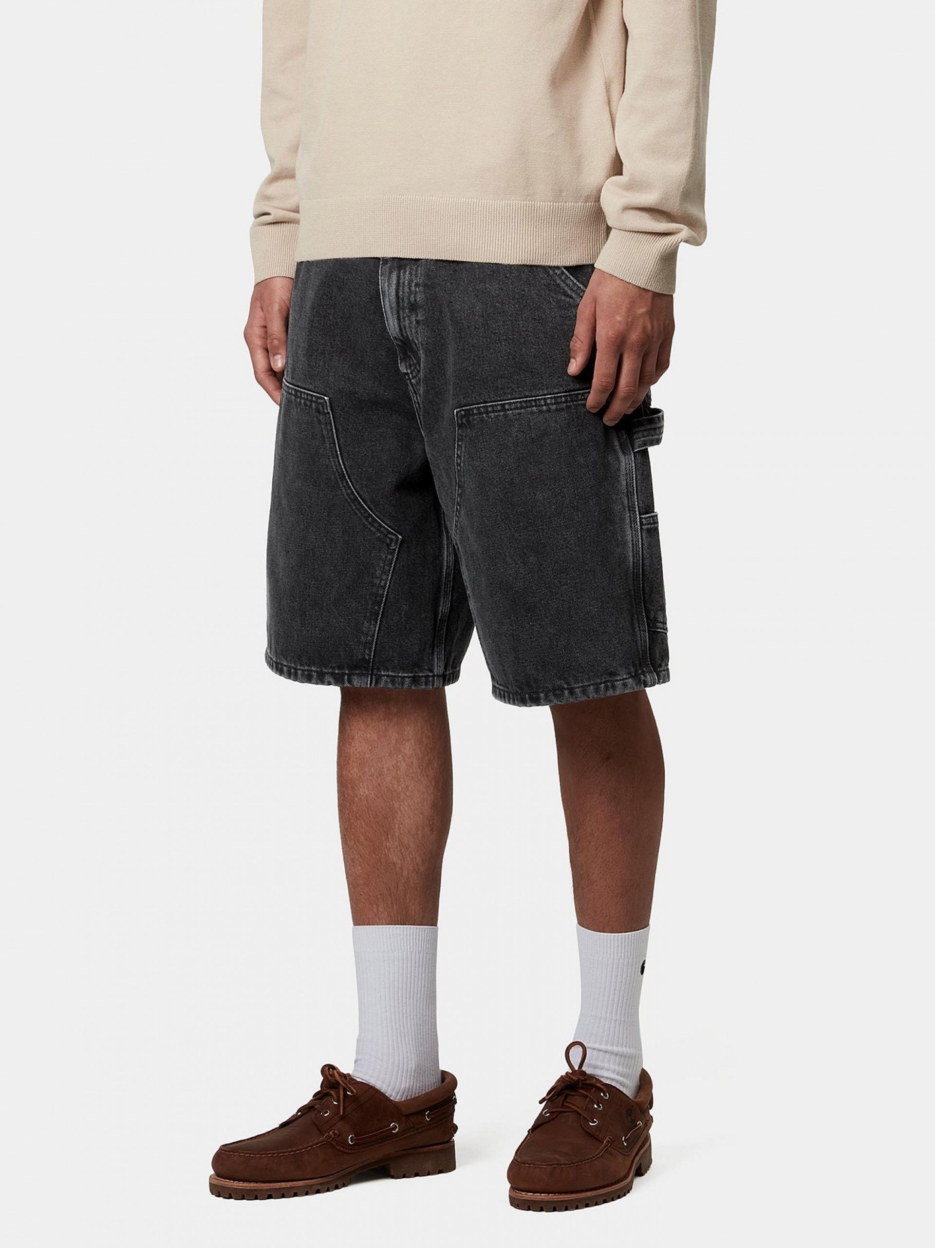 Carhartt WIP Double Knee Black Denim Shorts