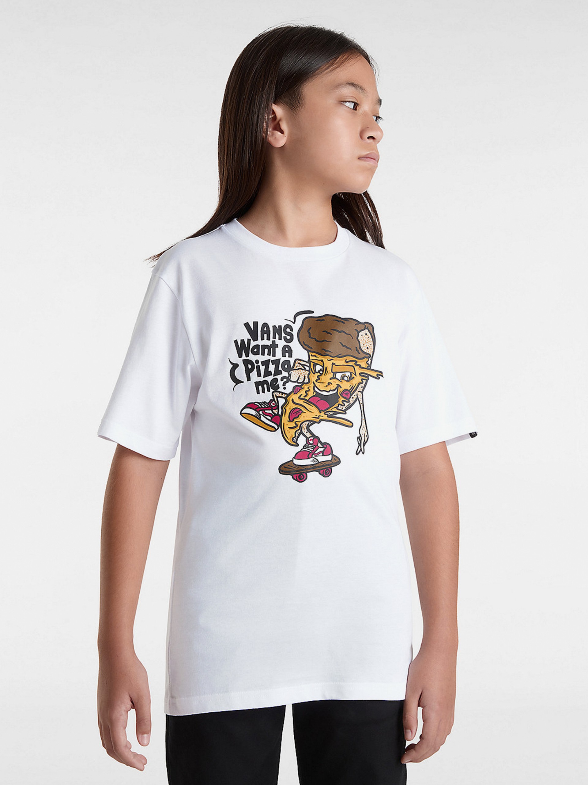 T-shirt Vans Pizza Me Kids Branca