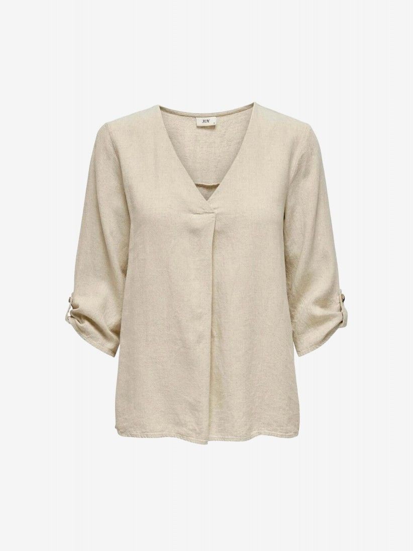 Only JDYSAY 3/4 Linen V-Neck Beige Shirt