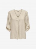 Only JDYSAY 3/4 Linen V-Neck Beige Shirt