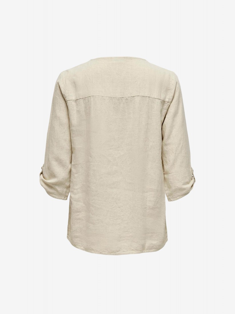 Only JDYSAY 3/4 Linen V-Neck Beige Shirt