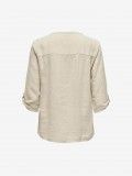 Only JDYSAY 3/4 Linen V-Neck Beige Shirt