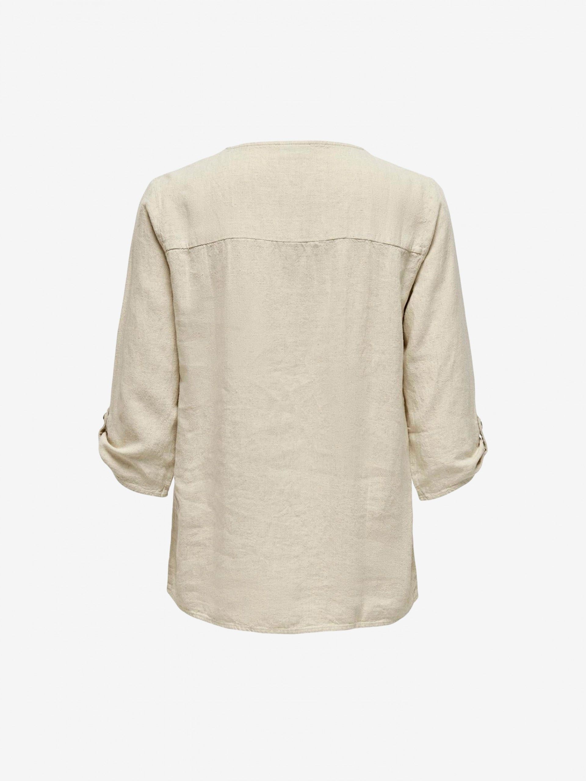 Camisa Only JDYSAY 3/4 Linen V-Neck Beige