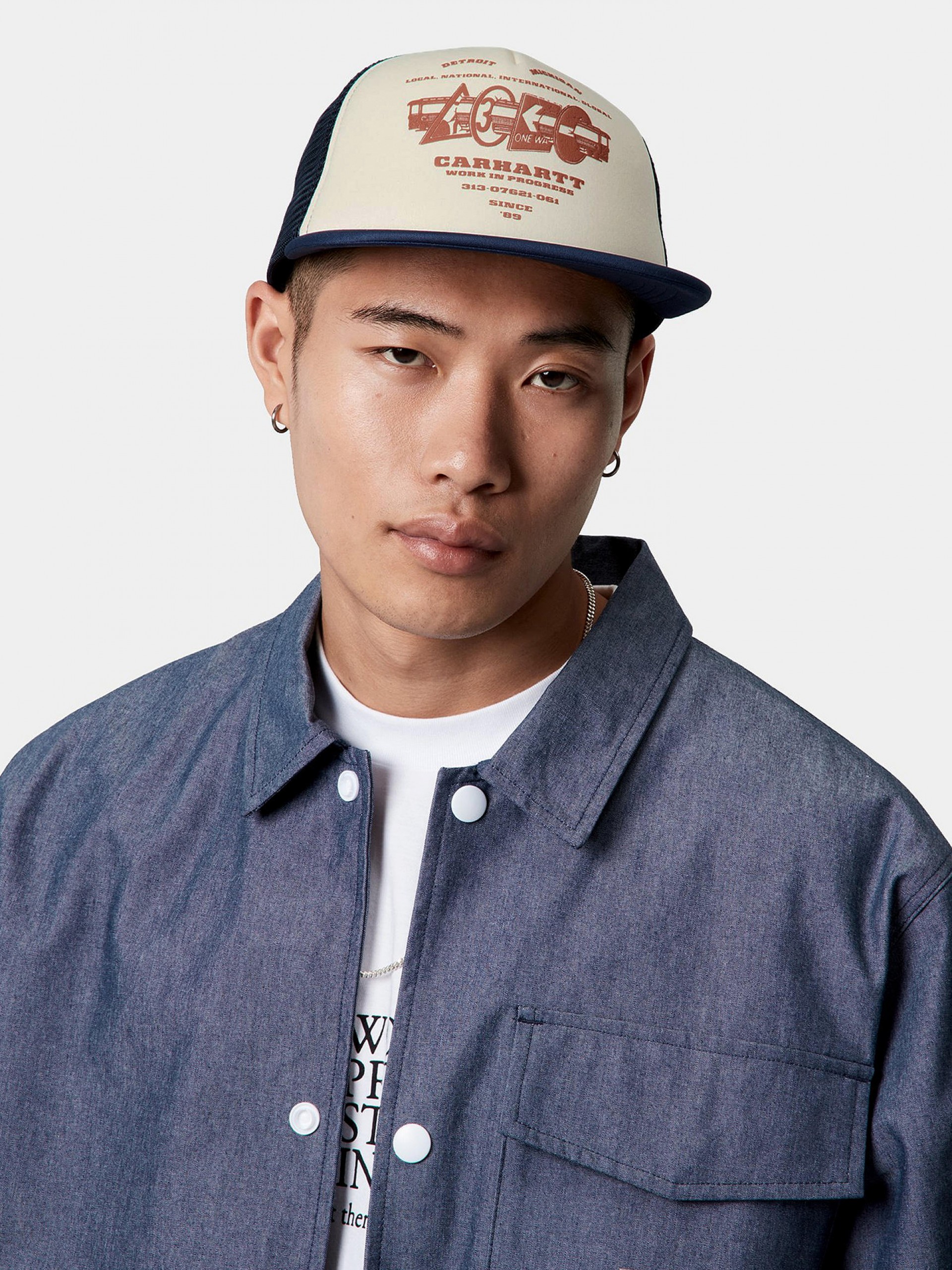 Carhartt WIP Runaway Trucker Blue and Beige Cap