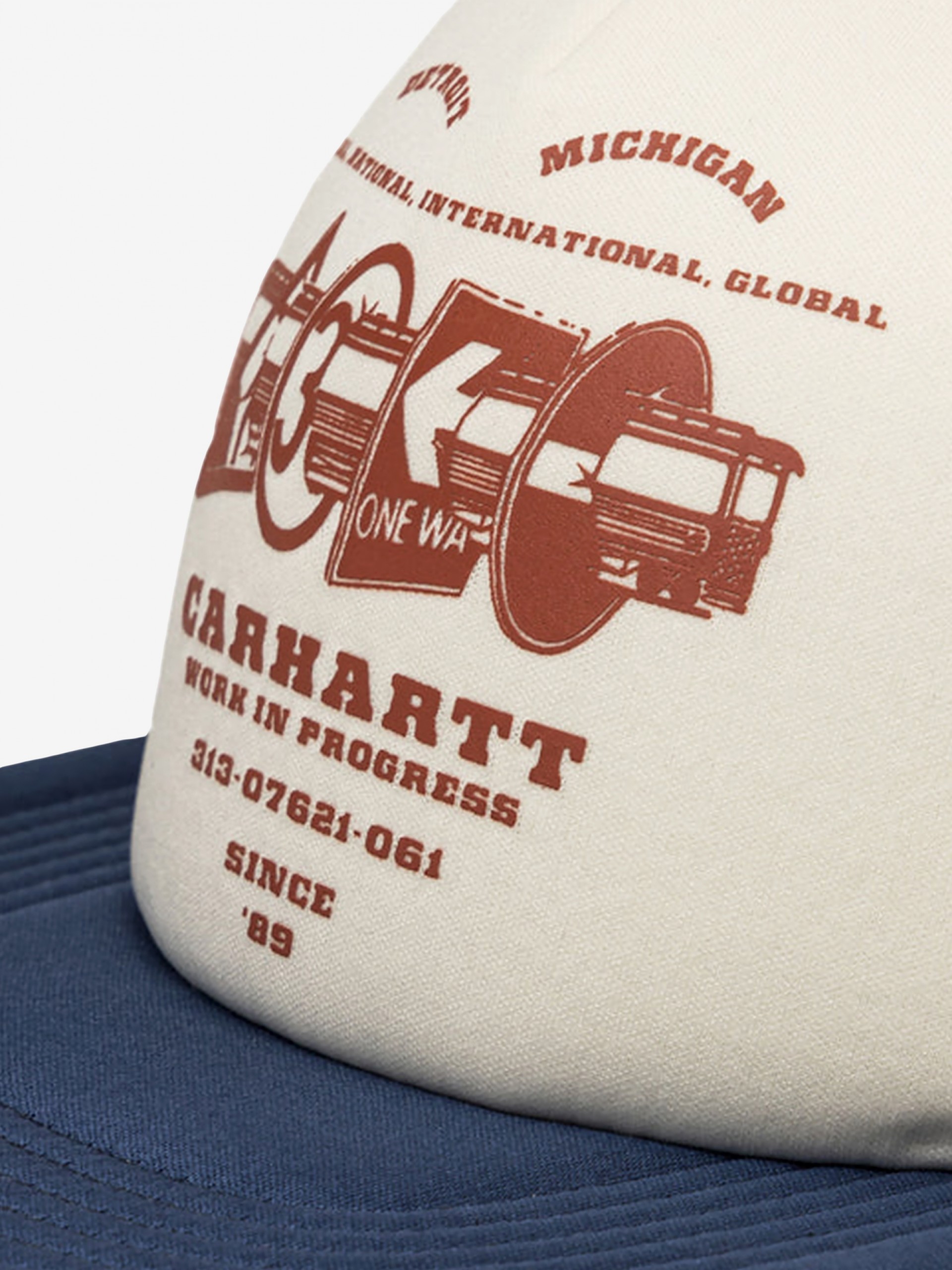 Carhartt WIP Runaway Trucker Blue and Beige Cap