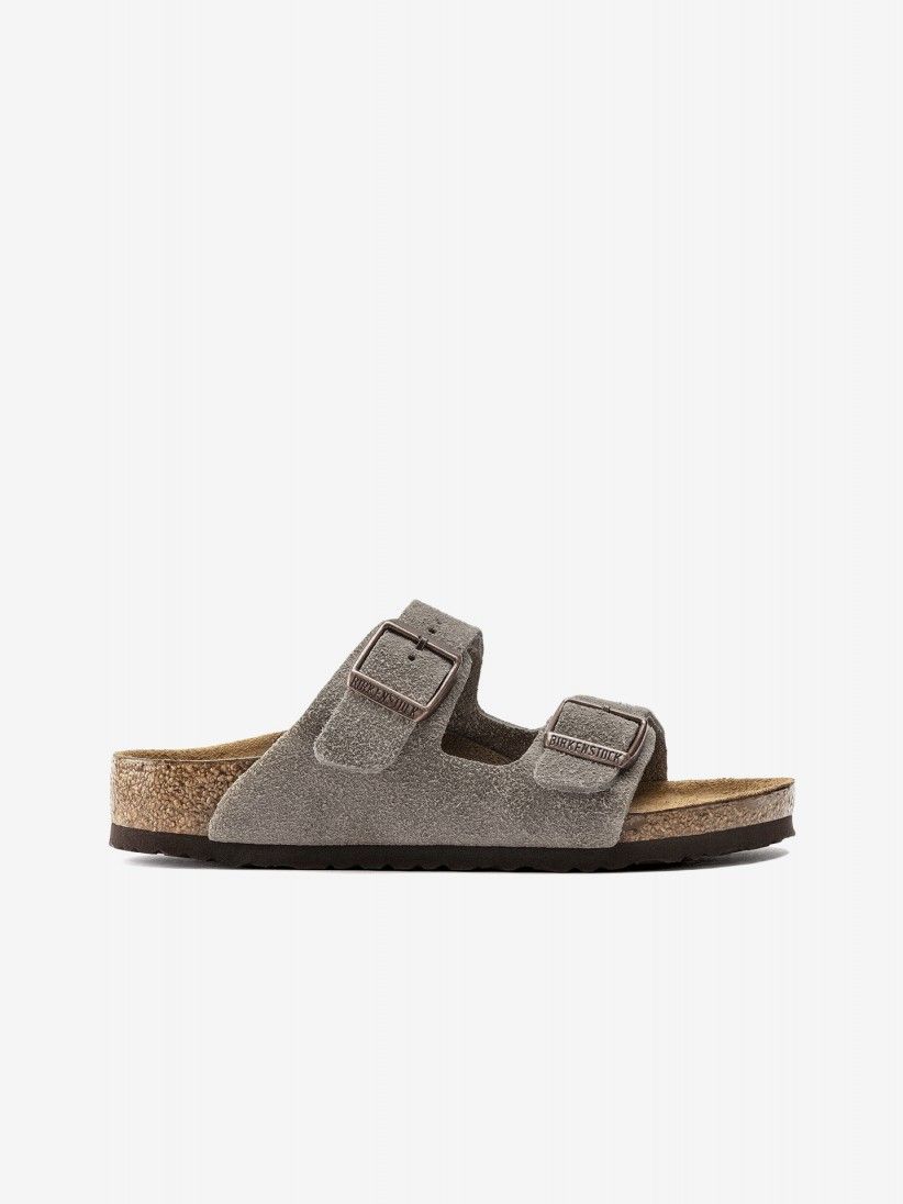 Chinelos Birkenstock Arizona Couro em Camura Kids Cinzentos