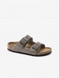 Chinelos Birkenstock Arizona Couro em Camura Kids Cinzentos