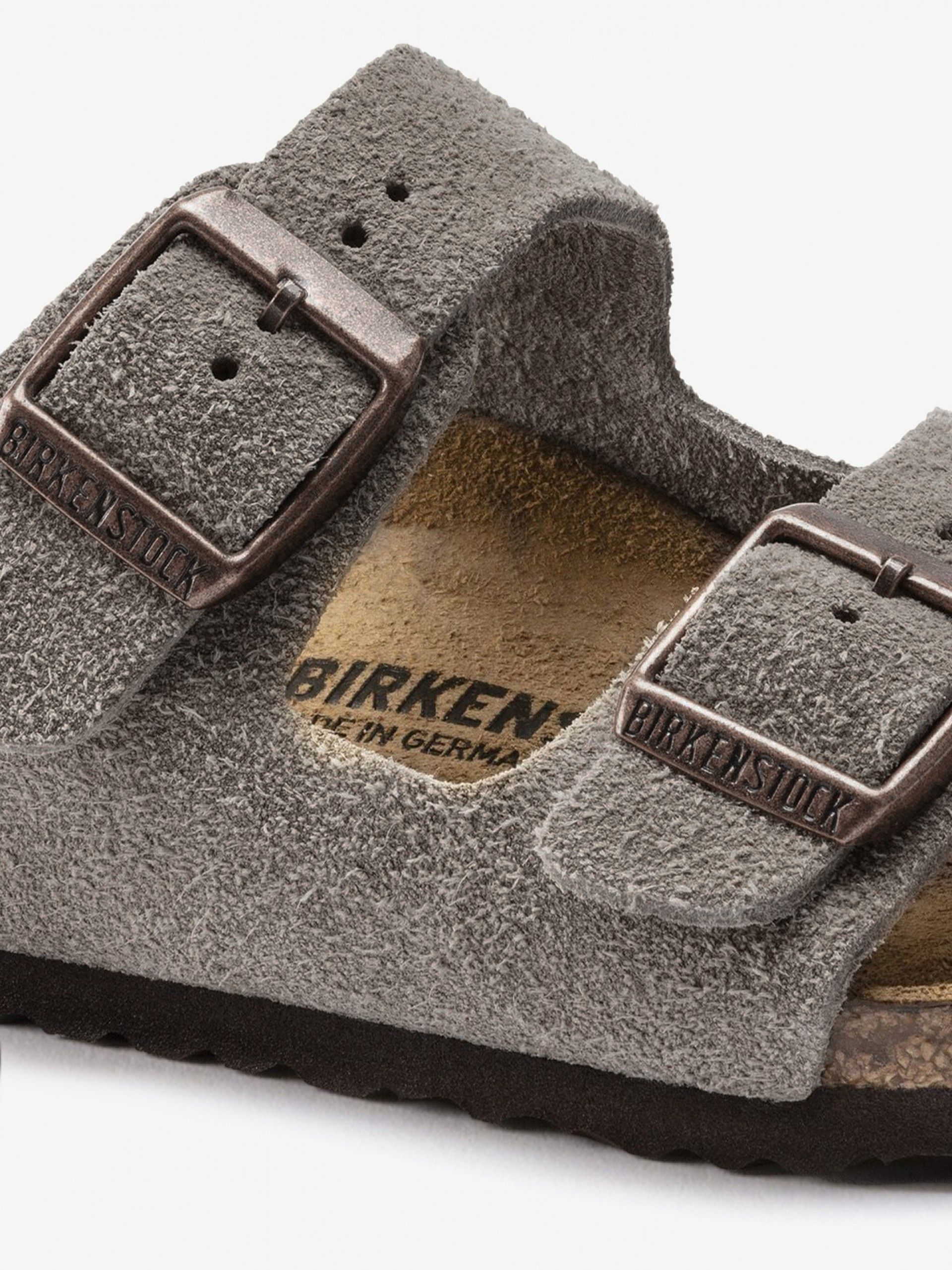 Chinelos Birkenstock Arizona Couro em Camurça Kids Cinzentos