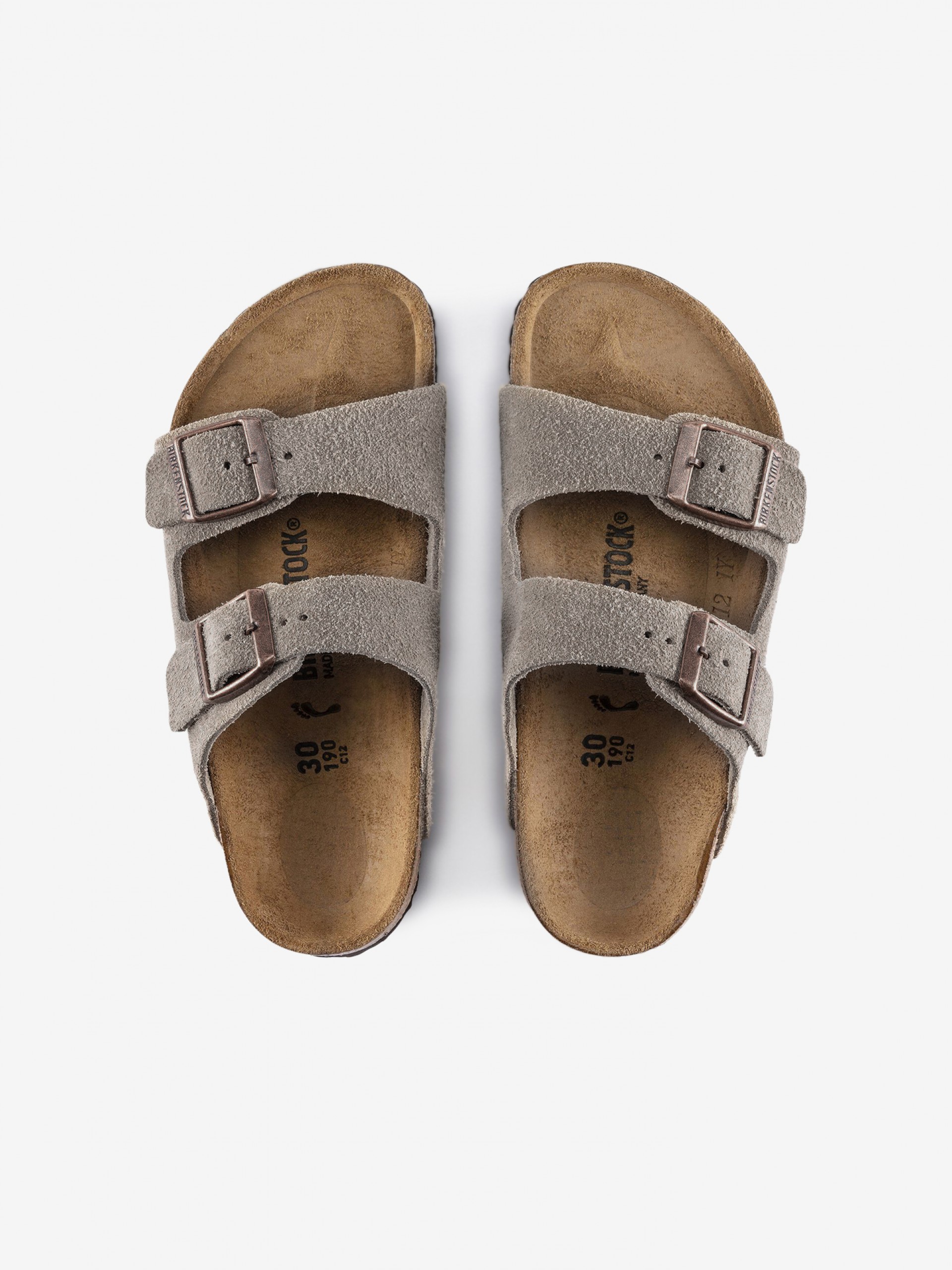 Chinelos Birkenstock Arizona Couro em Camurça Kids Cinzentos