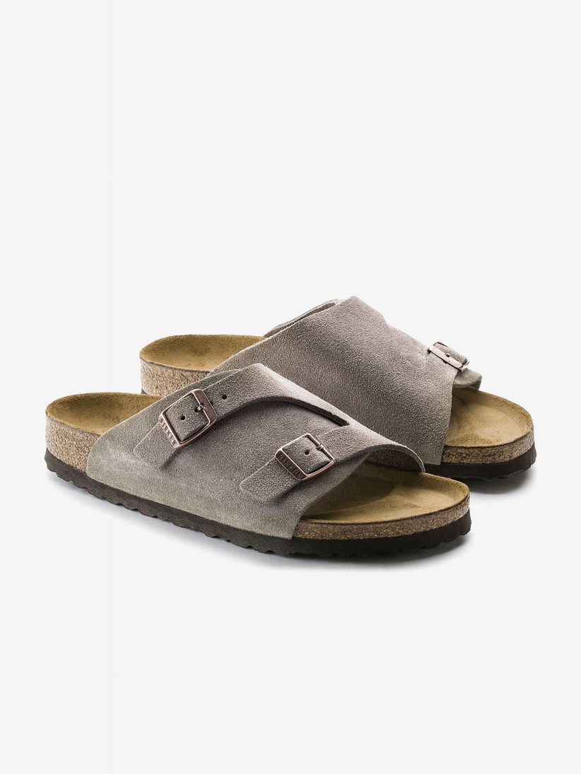 Chinelos Birkenstock Zurich Couro em Camura Cinzentos