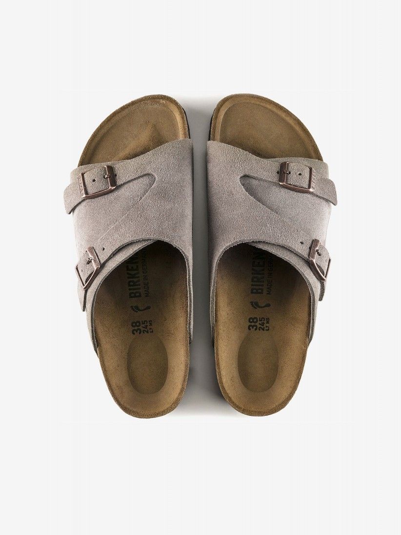 Chinelos Birkenstock Zurich Couro em Camura Cinzentos