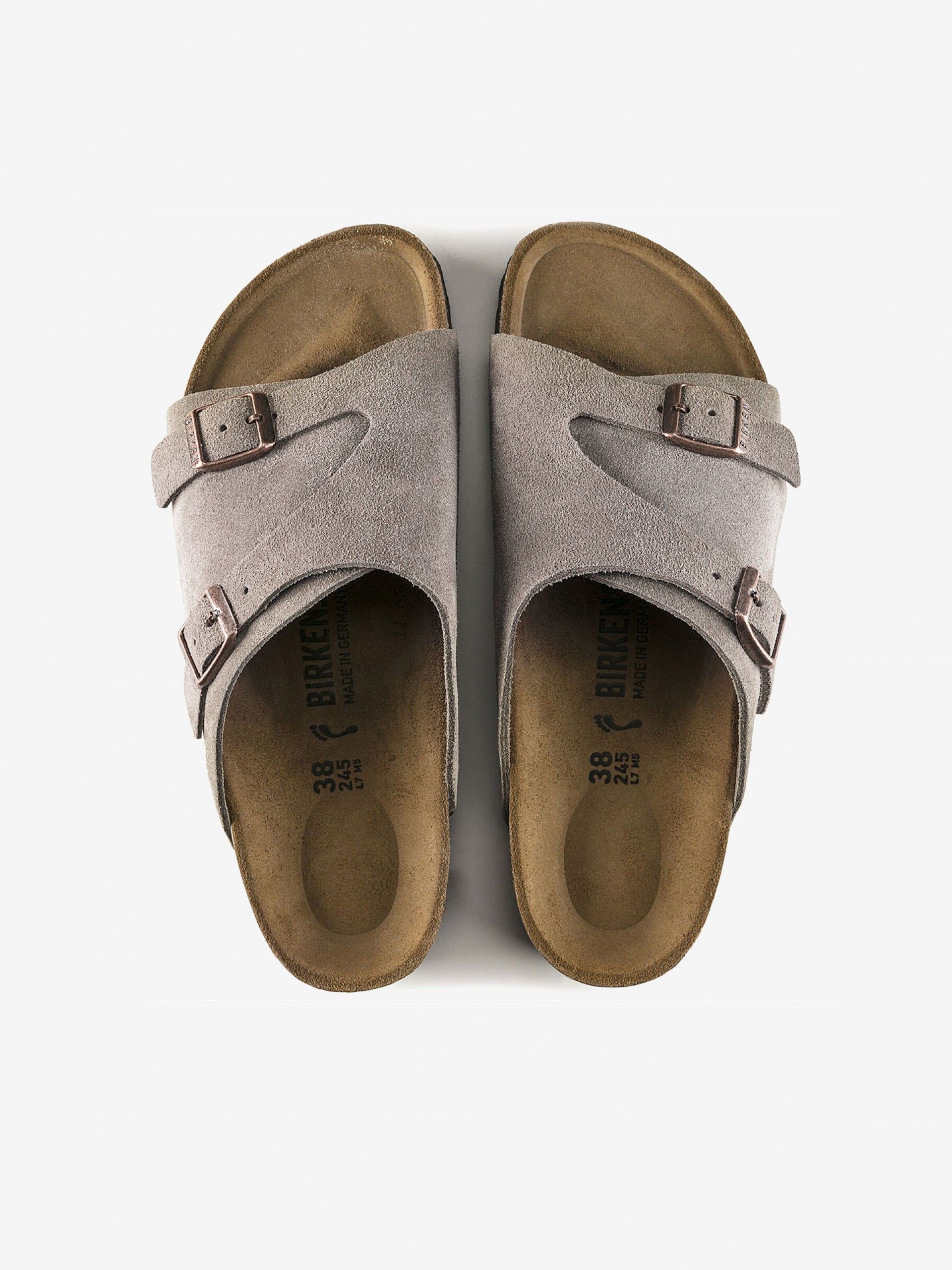 Chinelos Birkenstock Zurich Couro em Camurça Cinzentos