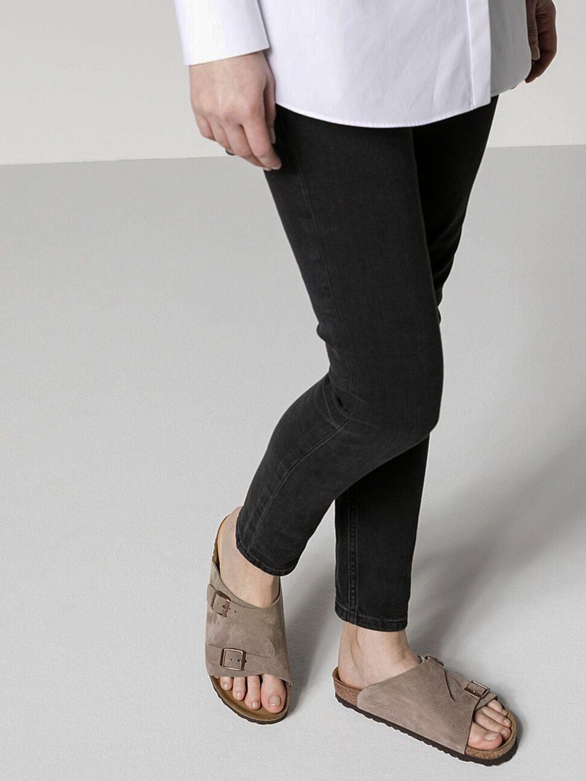 Chinelos Birkenstock Zurich Couro em Camurça Cinzentos