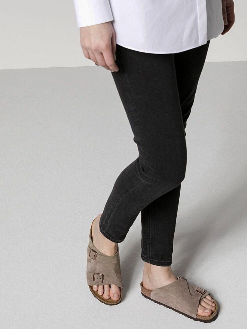 Chinelos Birkenstock Zurich Couro em Camura Cinzentos