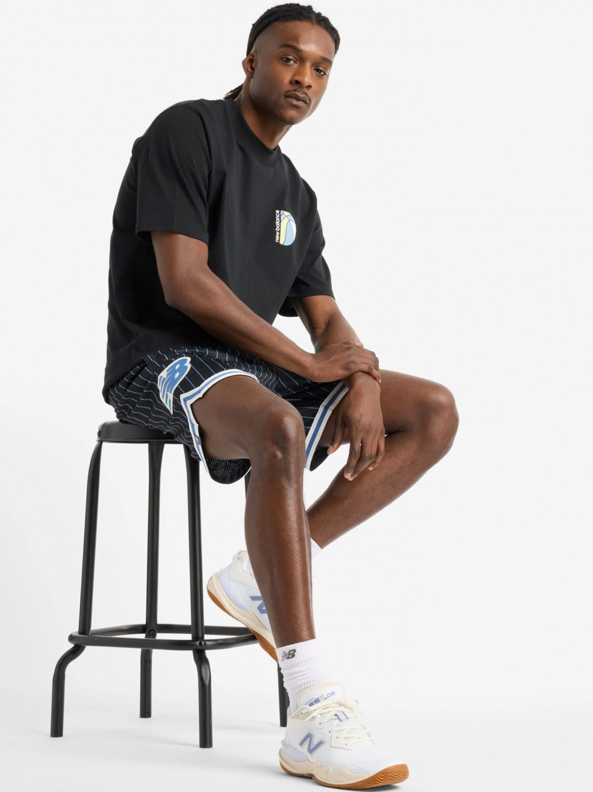 T-shirt New Balance Hoops Mosaic Court Graphic Preta