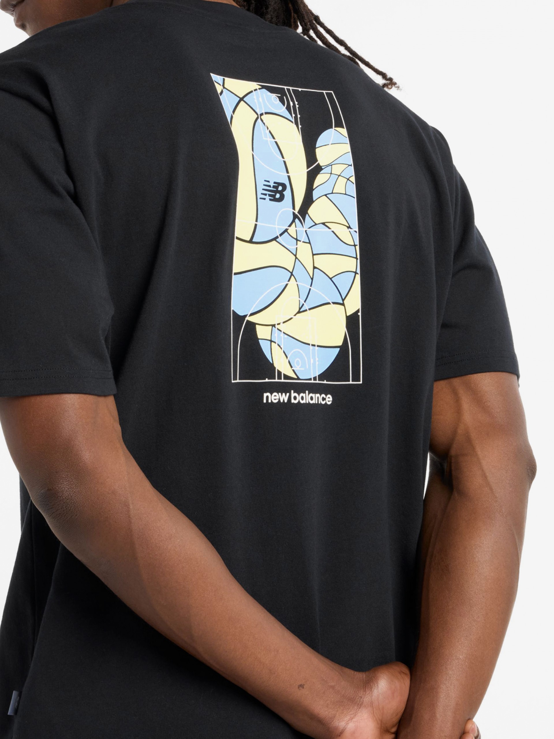 T-shirt New Balance Hoops Mosaic Court Graphic Preta