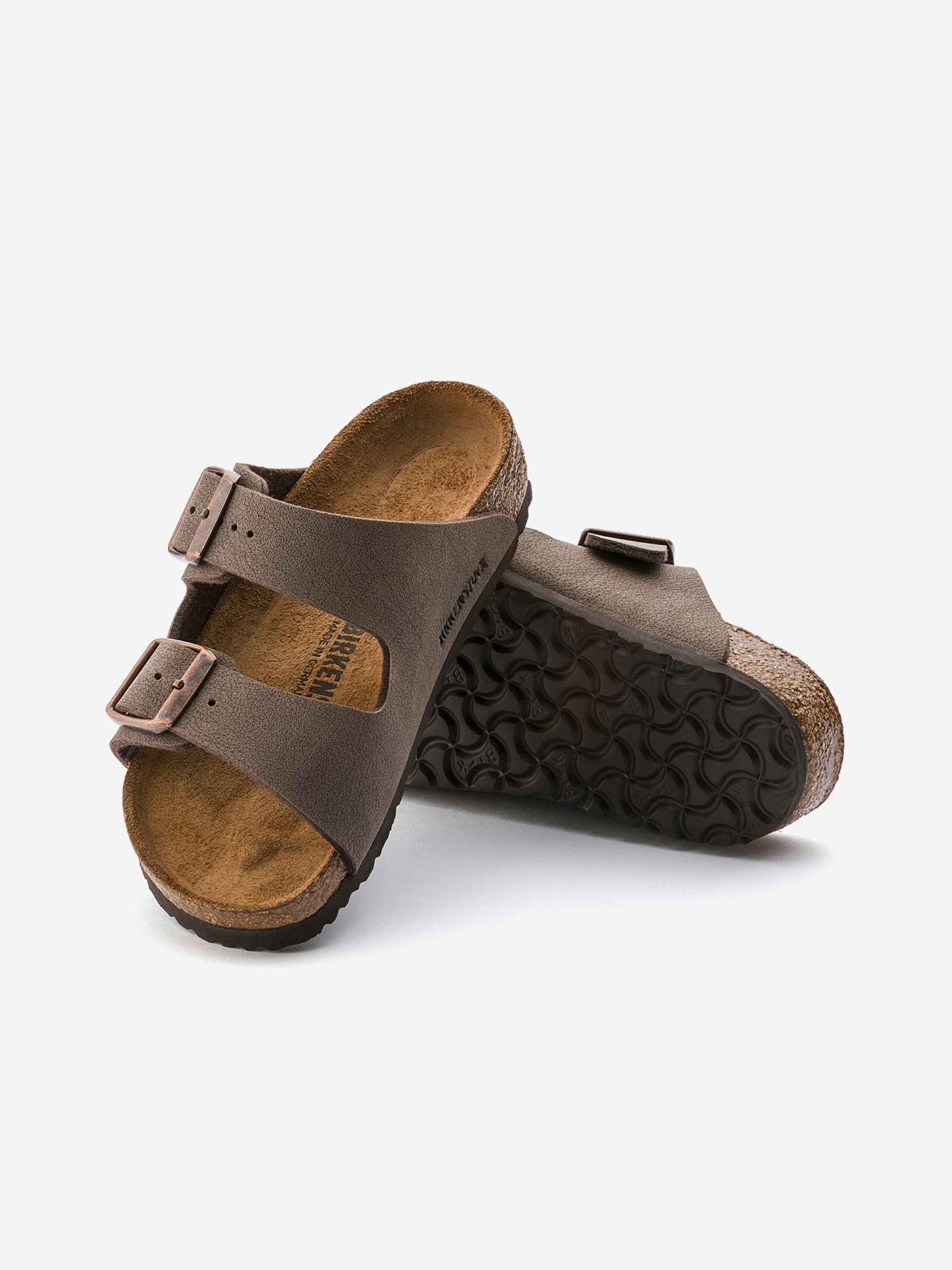 Birkenstock Arizona Birko-Flor Nubuck Kids Brown Slides