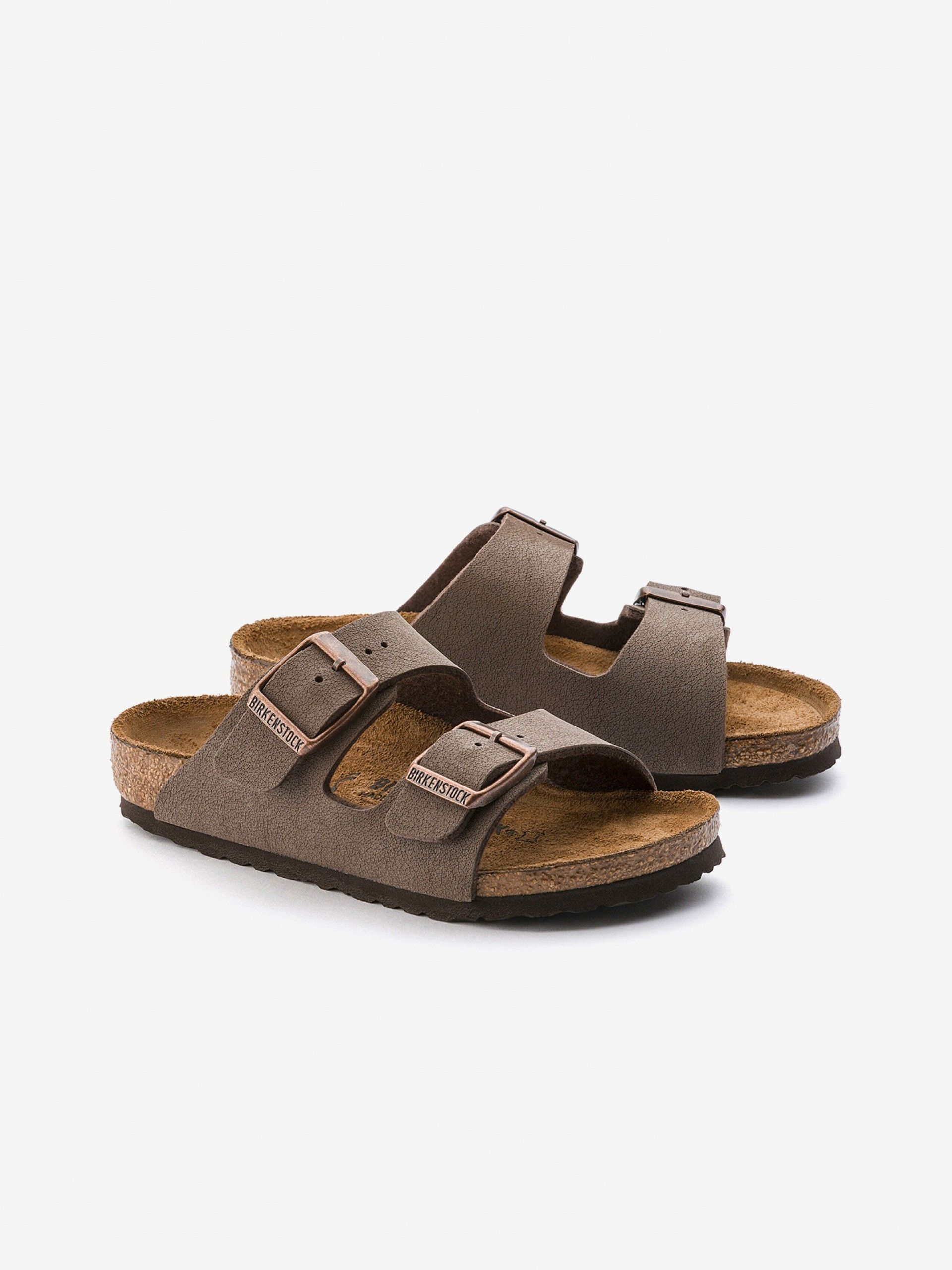 Birkenstock Arizona Birko-Flor Nubuck Kids Brown Slides
