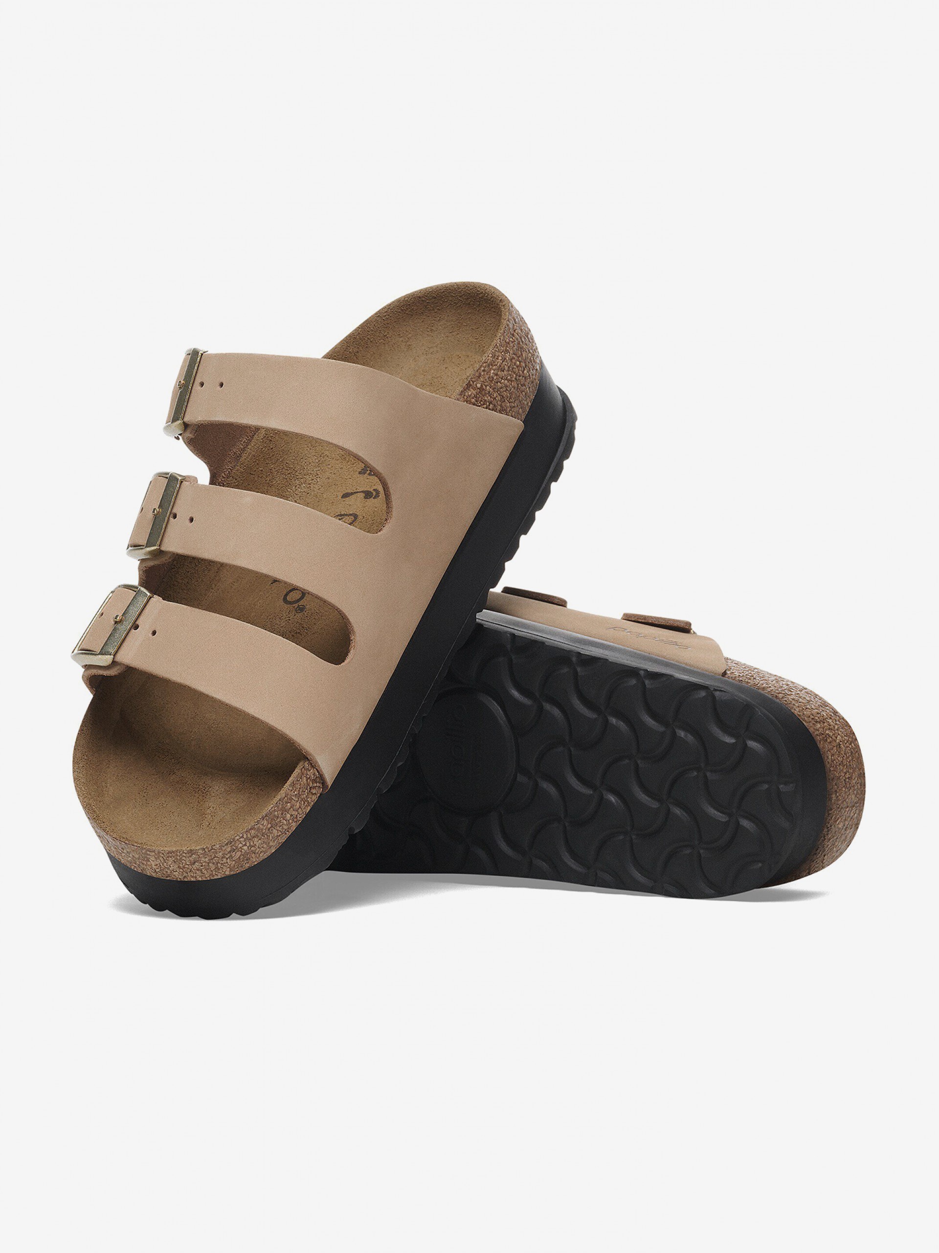 Chanclas Birkenstock Florida III Papillio Flex Platform Nobuk Beige