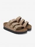 Chinelos Birkenstock Florida III Papillio Flex Platform Nobuck Bege