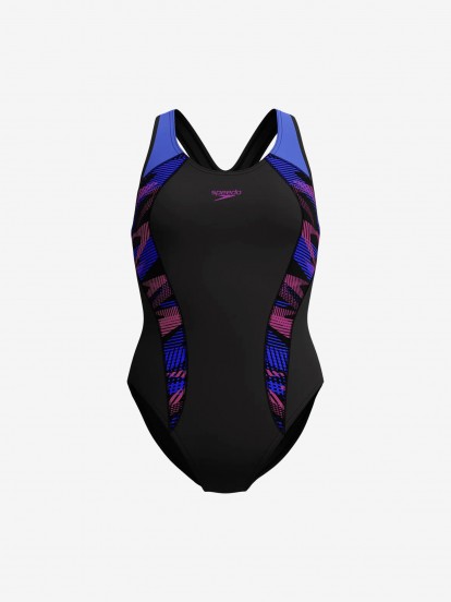 Speedo Placement Laneback Black Swimsuit