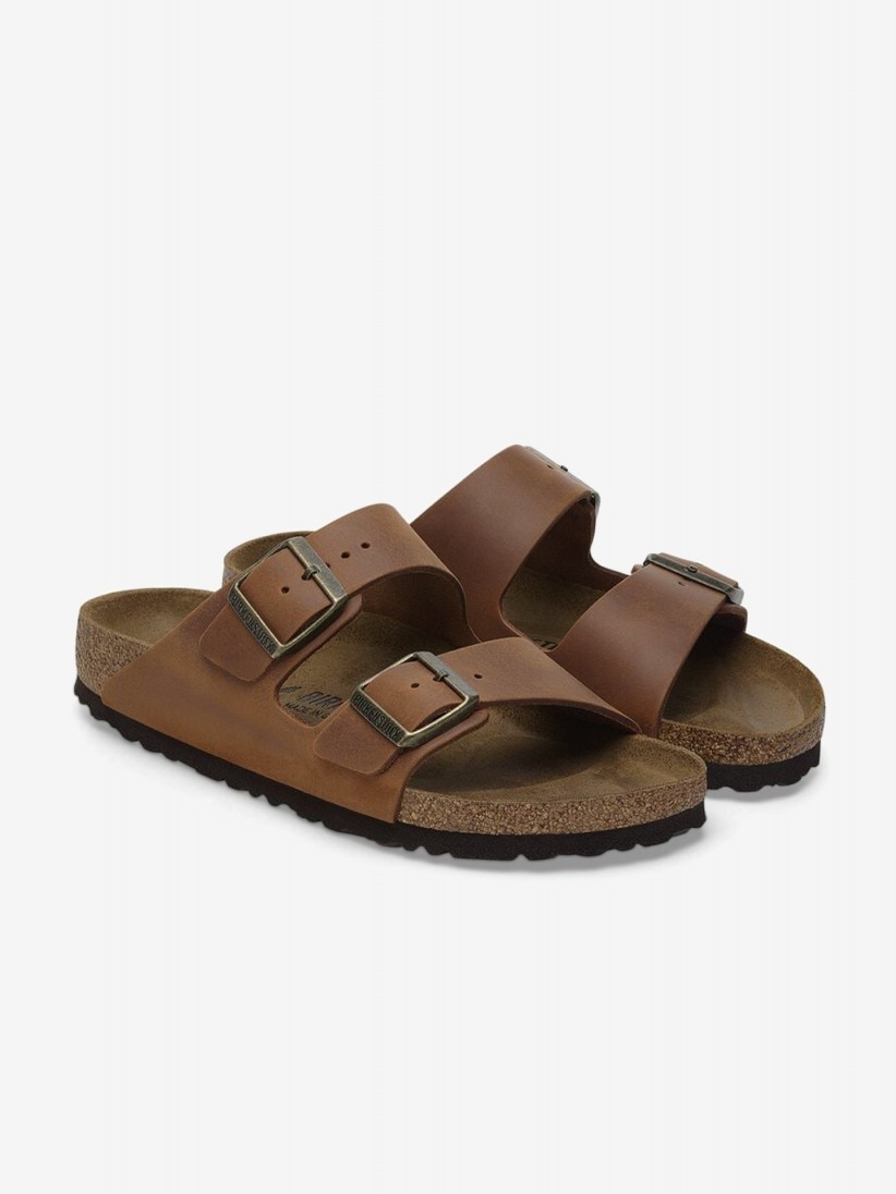Birkenstock Arizona Oiled Leather Brown Slides