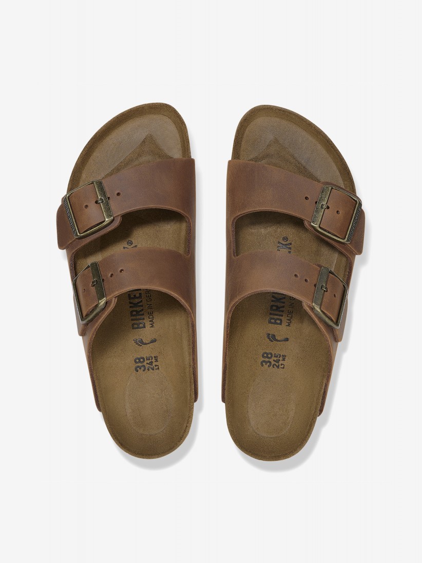 Birkenstock Arizona Oiled Leather Brown Slides